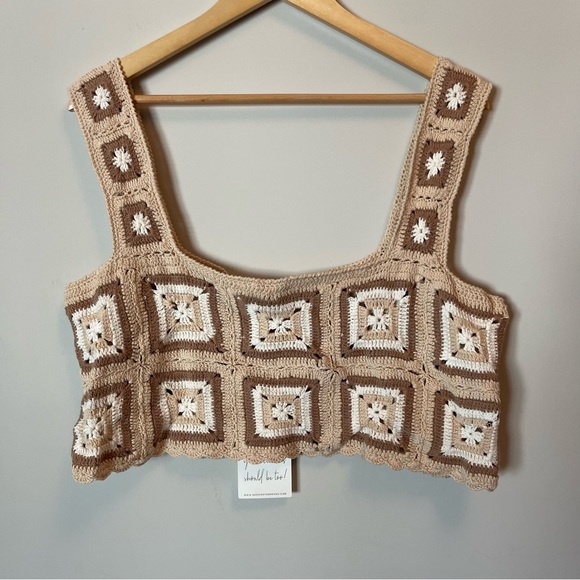Show Me Your MuMu Tops - NWT Show Me Your Mumu XXL Granny Squares Crop Top 100% Cotton